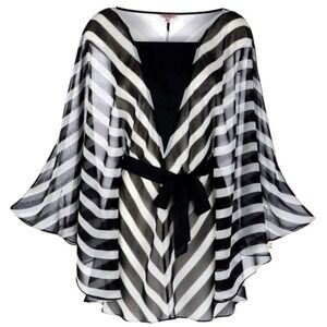 Ted Baker London Size Small Kaftan Top Classic Stripe Nautical Preppy Coastal